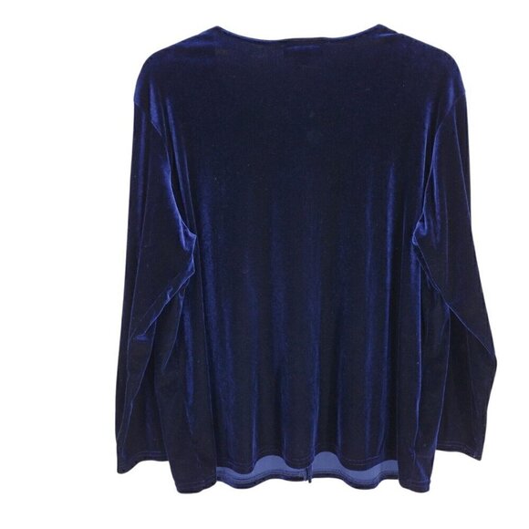VTG Impressions Millennium Edition Blue Velvet Sheer Layered Shirt Cardigan 2XL - Picture 2 of 3